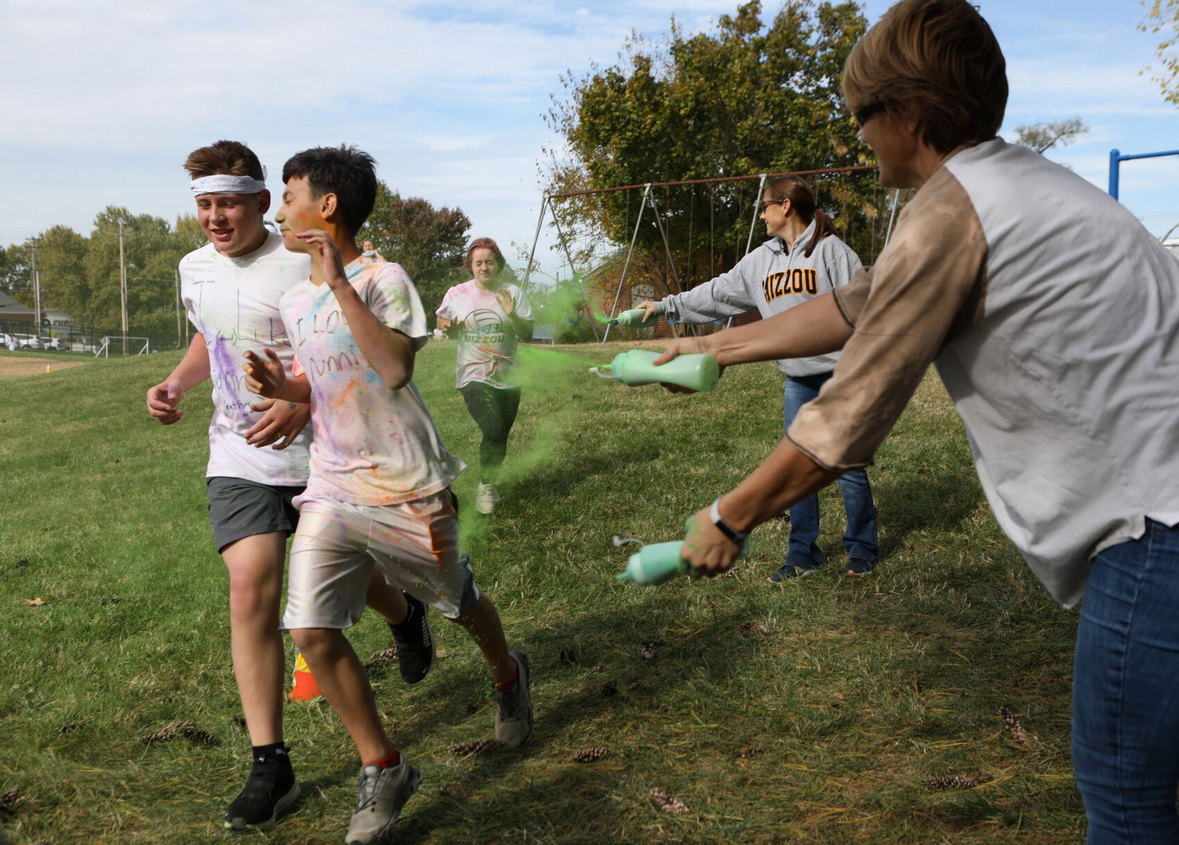 Ben Gelinas and Jacob Grellner run